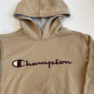 Tan Champion Hooded Kids Sweatshirt